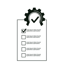 Poster - Checklist with gear icon and check mark for optimization process