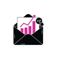 Poster - Email marketing success growth chart in envelope