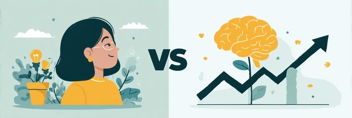 Poster - Comparison of Fixed Mindset and Growth Mindset Highlighting Differences and Impacts on Personal Development and Learning Strategies