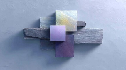 Aufkleber - Abstract Geometric Tile Composition with Iridescent Sparkle