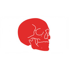 Poster - Red Skull Profile Design Scalable Graphic for Branding Projects and Logo Creation