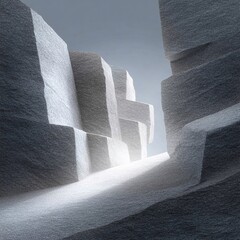 Aufkleber - Abstract Gray Angular Rocks Forming Sharp Geometric Shapes