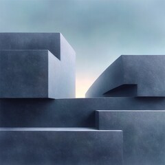 Aufkleber - Abstract Grey Cubes on Matte Black Surface