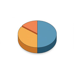 Poster - A three-dimensional pie chart graphic perfect for presentations reports and data visualizations offering a clean and modern design aesthetic.
