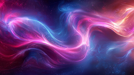 Poster - A vibrant abstract digital artwork featuring swirling pink, purple, and blue colors, creating a dynamic and energetic visual effect that evokes motion and cosmic energy