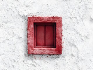 crimson matte window icon juxtaposed on textured surface evokes minimalist interface design inspirat