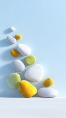 Aufkleber - Abstract Pastel Pebbles on Blue Background