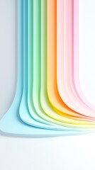 Aufkleber - Abstract Pastel Rainbow Wave Lines on Soft Cream Gradient Background