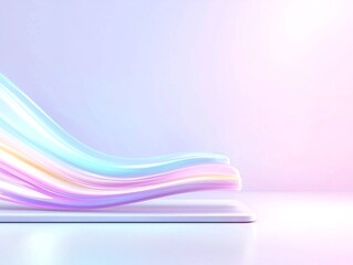 Aufkleber - Abstract Pastel Wave Background with Pearl White and Light Periwinkle Gradient