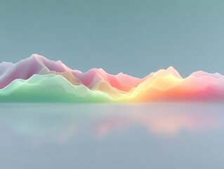 Aufkleber - Abstract Pastel Waveform Landscape with Smoky Mountains