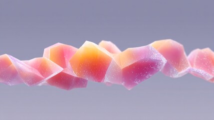 Poster - Abstract Pink Orange Polygon Mesh on White Background