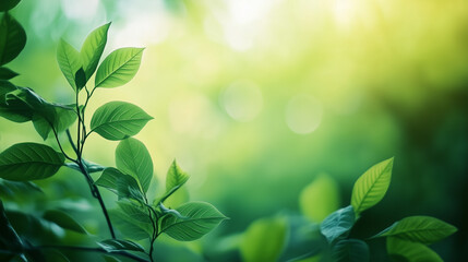 Wall Mural - green leaves. nature of green leaf in garden at summer.