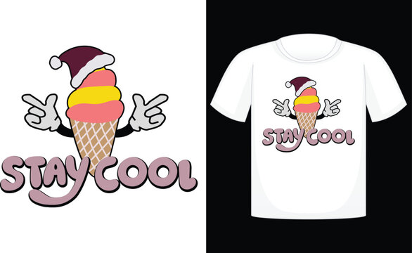 stay cool T-shirt, summer, vector, sun, design, beach, sea, horizontal, palm tree, fun, retro, travel, sunlight, t-shirt, vintage, sunset