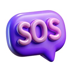 Poster - 3d render sos message bubble isolated on white background