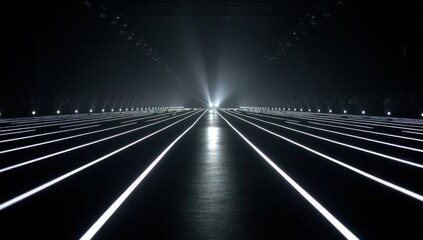 Poster - Illuminated Runway at Fashion Show With Bright Lights, Representing Future Trends and Creative Expression, Perfect for Advertising and Event Promotion : Generative AI
