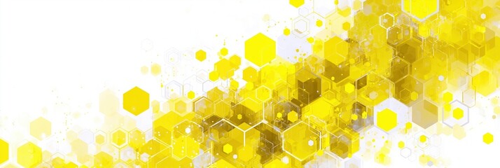 Fototapete - a yellow and white background with a lot of hexagons. the yellow and white color scheme gives the im