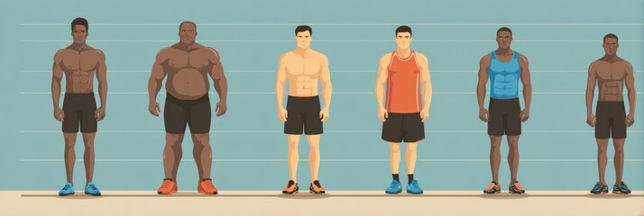 Poster - Body Fat Percentage Infographic Showcasing Mens Fitness Levels and Body Types for Fitness Education and Awareness