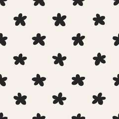 Aufkleber - Seamless floral pattern, simple daisies print. Endless modern trendy background, repeating texture with abstract flowers for wrapping, textile, fabric and wallpaper design. Flat vector illustration