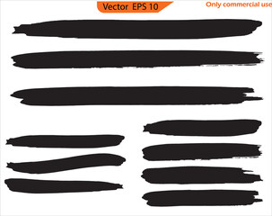 Wall Mural - Black and white paint brush strokes. Black paint, ink brush strokes, brushes, lines set. Ink brush strokes bundle.	
