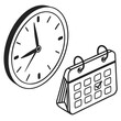 © Evgeny - Clock and calendar illustration depicting time management and scheduling, emphasizing organization and productivity in daily life and work environments for effective planning