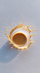 Poster - Brown Liquid Splash Forming a Ring on Beige Surface