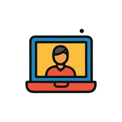 Leinwandbilder - Person video conferencing on laptop computer.