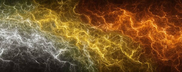 Leinwandbilder - Abstract Lightning Energy: Fiery Gold and Silver Fractal