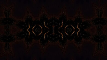Poster - Abstract symmetrical pattern featuring warm colors on a dark background, suitable for digital art