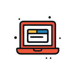 Leinwandbilder - An illustration of a laptop with a yellow and blue bar at the top of the screen.