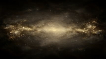 Wall Mural - Golden galaxy shines against dark background