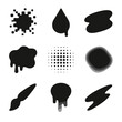© Влада Яковенко - Digital Paint Icon Set. Solid, Filled icon set of digital paint effects: pixel splatter, vector drip, brush stroke blob, mask