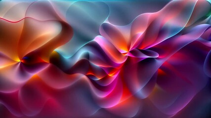 Wall Mural - Seamless loop animation with abstract, mesmerizing wallpaper featuring flowing, rippling, and undulating patterns in pink, purple, and blue shades, creating a sense of movement and fluidity.