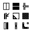 © Влада Яковенко - Glass Wall Icon Set. Solid, Filled icon set of glass and curtain wall systems: vision glass, spandrel panel, unitized mullion,