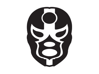 Fototapete - Vector isolated one single mask wrestling wrestler mexican fights without rules colorless black and white outline silhouette shadow shape stencil solid black