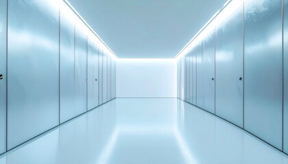  Abstract Futuristic Interior Hallway With Liquid Chrome Walls and Soft Lighting