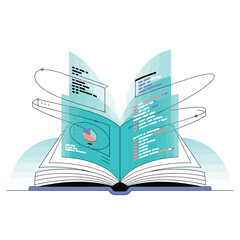 Poster - Open book with data visualization and code