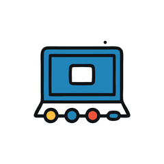 Leinwandbilder - Flat design illustration of a laptop computer with a video player interface.