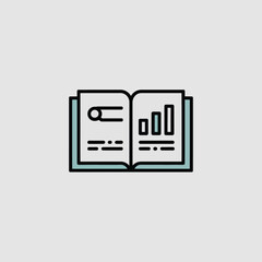 Poster - Open book with charts and diagrams business report icon
