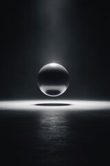 Wall Mural - a black and white photo of a sphere floating in the air