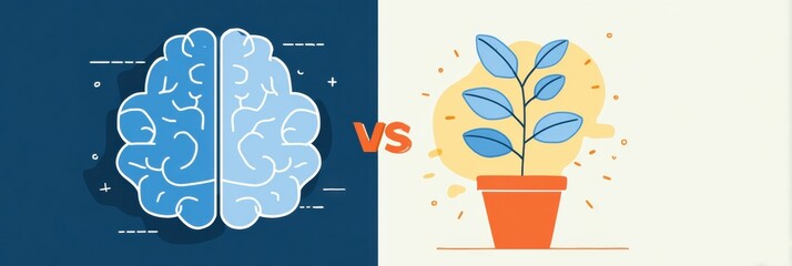 Poster - Comparison of Fixed Mindset and Growth Mindset With Visual Representation of Cognitive Frameworks and Personal Development Concepts