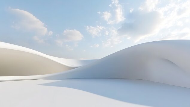 Abstract Snowy Landscape With Light And Clouds