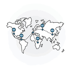 Fototapete - Global seo strategy map illustration