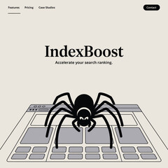 Poster - Spider crawling website indexboost seo illustration