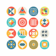 Poster - Abstract geometric shapes arranged in a grid on a white background, flat design