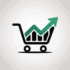 Poster - Shopping cart with upward trending graph icon