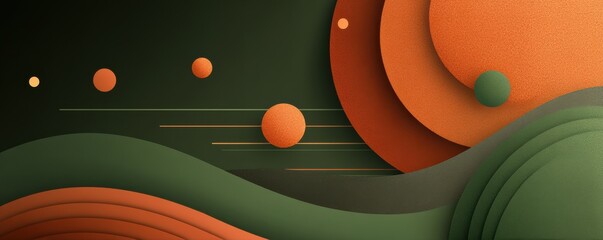 Poster - abstract geometric design with vibrant orange and green wave elements