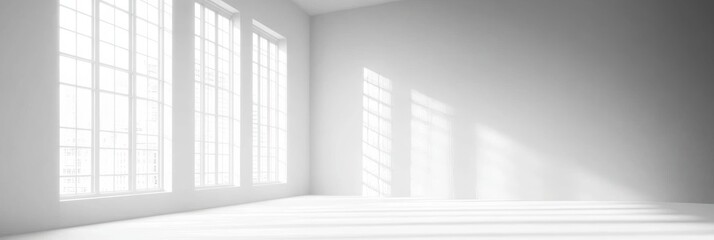 Poster - Bright and Elegant Studio Interior with Sunlight Streaming Through Windows, Perfect Mockup Space