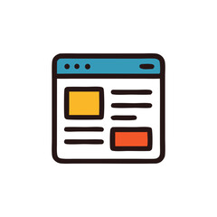Leinwandbilder - A stylized icon of a web browser window with content blocks in yellow and orange.
