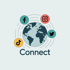 Poster - Global social media connection illustration