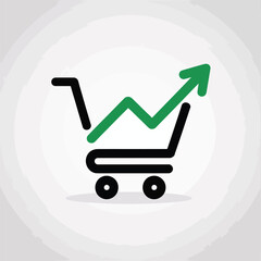 Poster - Shopping cart with upward trending green arrow graphic